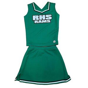 NEW RAMS HS Cheerleader Uniform Halloween Costume 34" Top Adult Sm Elastic Skirt